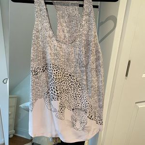 Joie grey/ purple Cheetah print racerback silk top